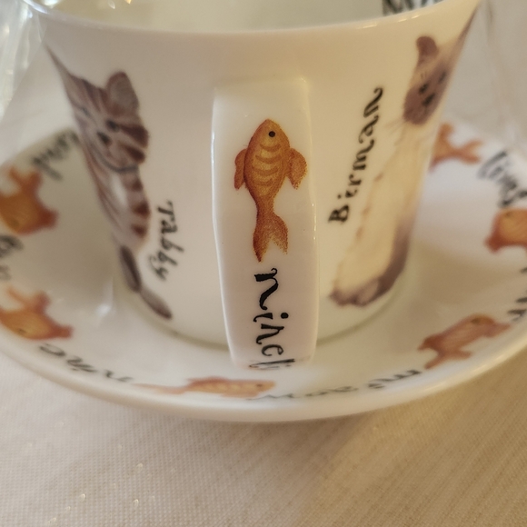 Cat Print Coffee Mug and Saucer - Picture 4 of 5